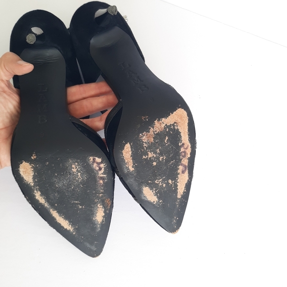 L.A.M.B Heels Suede Leather size 9 Black - Picture 9 of 9